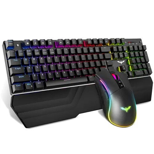 Havit KB511L Gaming Wired RGB Mechanical Keyboard, Mouse and Mouse Pad Combo with Detachable Wrist Rest (3 in 1)