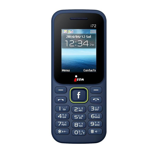 icon i72 rock 1.77 inches dislpay feature phone button mobile phone 2 sim colour ful diaply memory use up to 32 gb mp3camera mp4 colour Dark blue