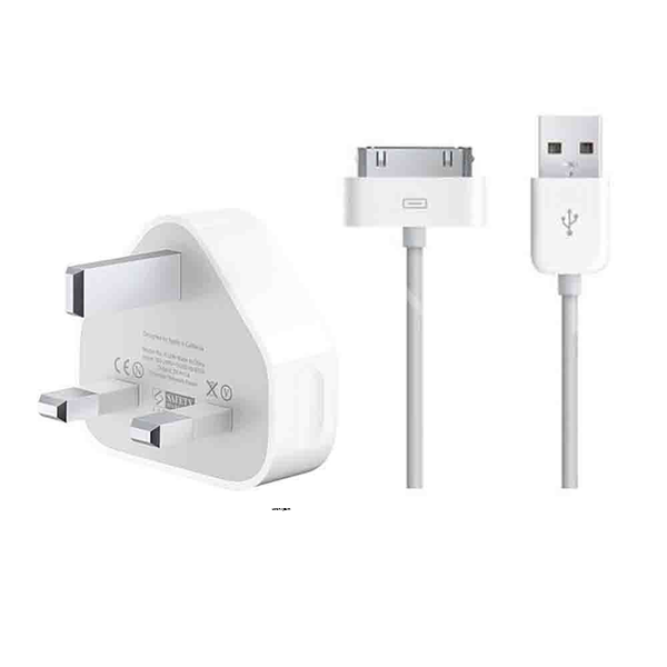 USB Power Adapter with Cable for iPhone 4 and 4S - White