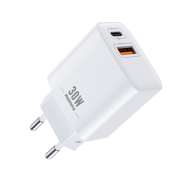 REMAX RP-U82 REMINE SERIES 30W PD+QC CHARGER 1 USB 1 TYPE-C PD 2 Port 30W Charger Adapter